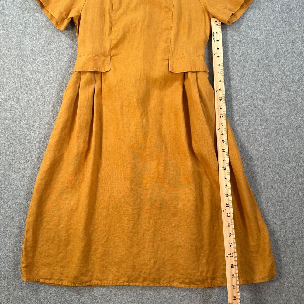 Grae Cove Short Sleeve Dress Women's Small Linen Laganlook Golden Faux Pockets - Picture 5 of 10